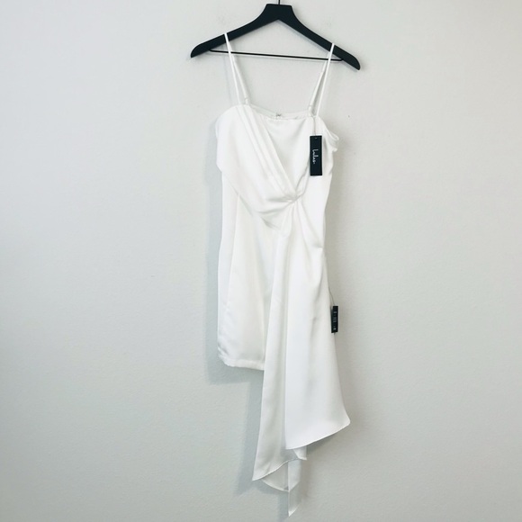 New! Lulus Romantic Allure White Satin Wedding Bridal Mini Dress - Picture 3 of 11